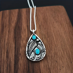 Follow The Feather Teardrop Pendant Necklace