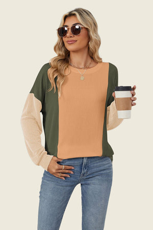 On The Contrast Long Sleeve Top