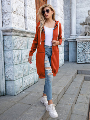 Loving Life Longline Hoodie Cardigan with Pockets