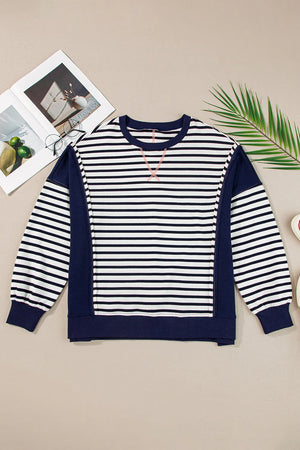 Next Up Navy Striped Sweatshirt