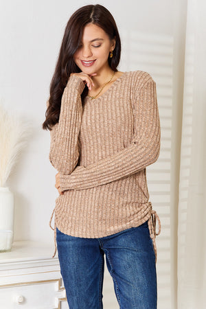 Do It Like This Drawstring Ribbed Top