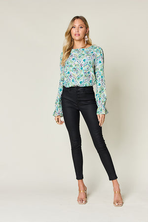 Meet Me At The Gallery Flounce Sleeve Blouse