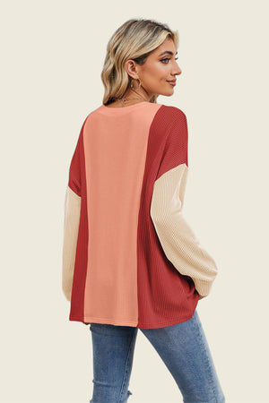 On The Contrast Long Sleeve Top