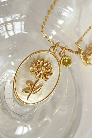 Birthday Flower Shell Pendant Necklace