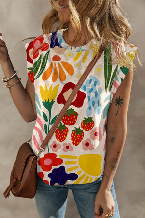 Strawberry Fields Cap Sleeve Top