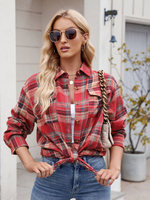 Plaid Button Up Long Sleeve Shirt