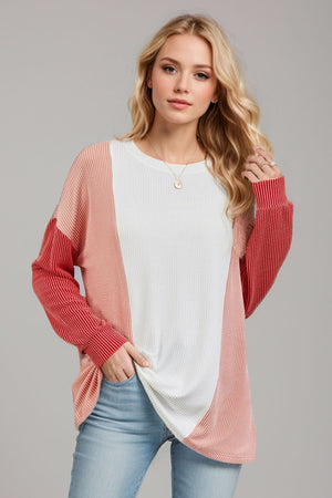 On The Contrast Long Sleeve Top