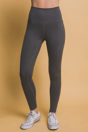 High Waist Leggings with Side Pockets in Dark Grey