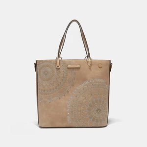 Metallic Mandala Embroidered Rhinestone Tote Bag