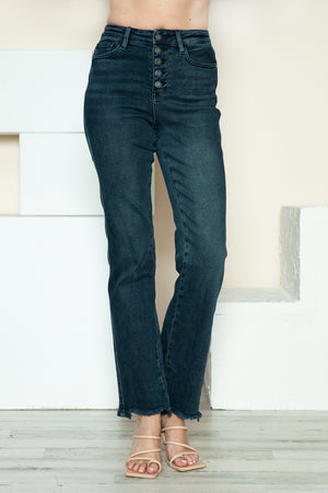 Tisha Button Fly Straight Jeans by Judy Blue