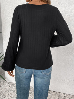 Try Again Embroidered Long Sleeve Top