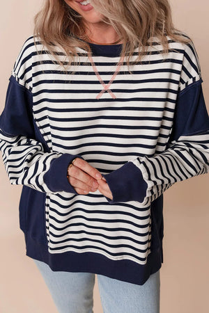 Next Up Navy Striped Sweatshirt