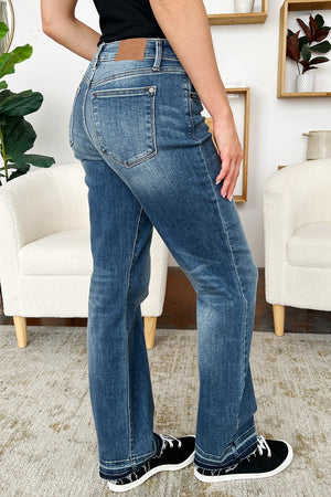 Henley Mid Rise Release Hem Jeans by Judy Blue