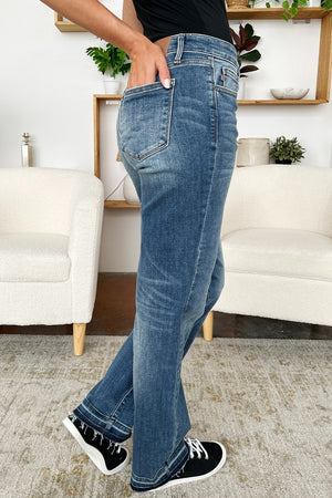 Henley Mid Rise Release Hem Jeans by Judy Blue