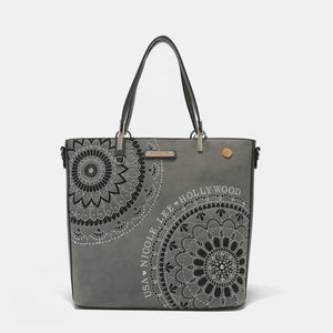 Metallic Mandala Embroidered Rhinestone Tote Bag