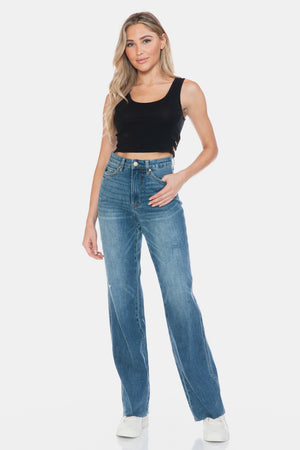 Dana Tummy Control Cut Raw Hem Straight Jeans by Judy Blue