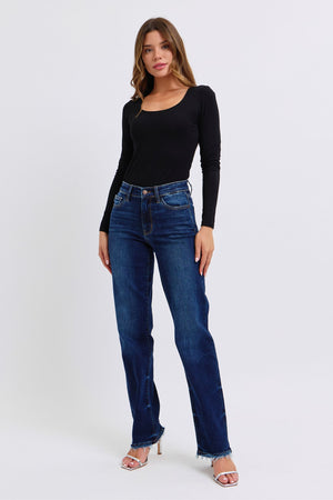 Gina Raw Hem Straight Leg Jeans by Judy Blue