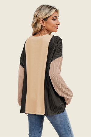 On The Contrast Long Sleeve Top