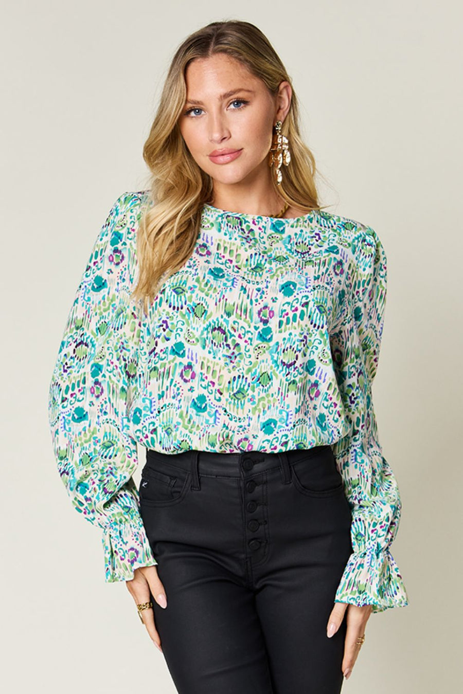 Meet Me At The Gallery Flounce Sleeve Blouse