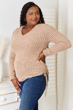 Do It Like This Drawstring Ribbed Top