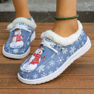 Snowman Print Slip-Ons