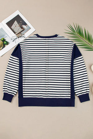 Next Up Navy Striped Sweatshirt