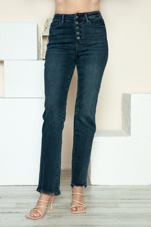 Tisha Button Fly Straight Jeans by Judy Blue