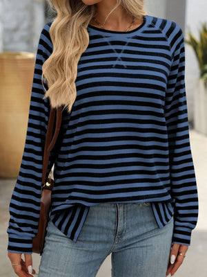 Mandy Striped Round Neck Long Sleeve T-Shirt