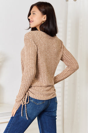 Do It Like This Drawstring Ribbed Top