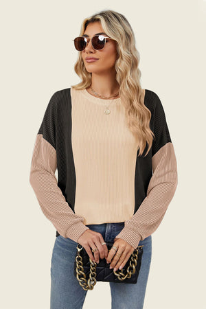 On The Contrast Long Sleeve Top