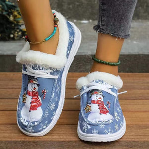 Snowman Print Slip-Ons