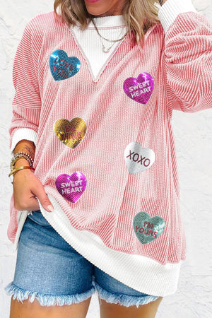 Conversation Sequin Hearts Sweatshirt