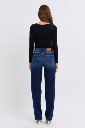 Gina Raw Hem Straight Leg Jeans by Judy Blue