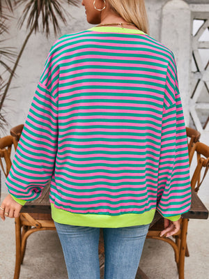 Lovelet Contrast Striped Long Sleeve Sweatshirt