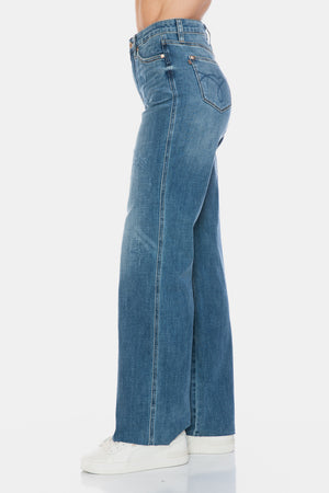 Dana Tummy Control Cut Raw Hem Straight Jeans by Judy Blue