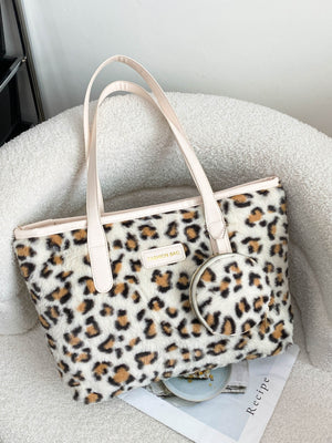 Wild Side Faux Fur Tote Bag with Coin Purse