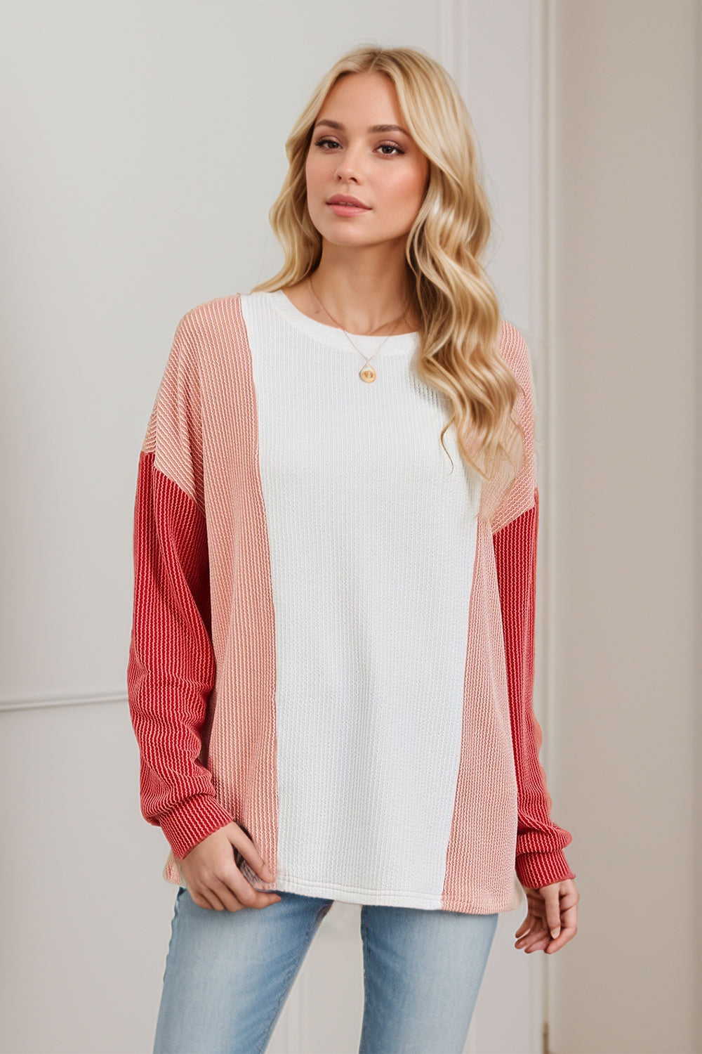 On The Contrast Long Sleeve Top