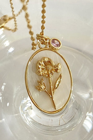 Birthday Flower Shell Pendant Necklace