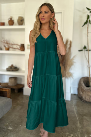 Go For the Green Midi Tiered Dress