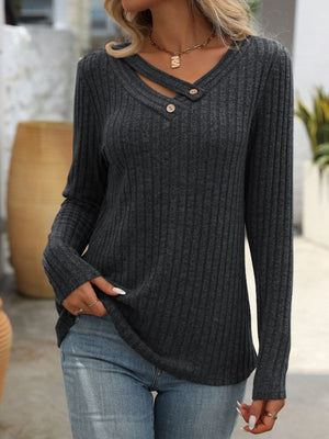 Crossover Ribbed Top