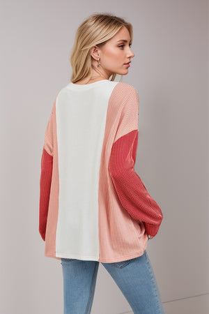 On The Contrast Long Sleeve Top