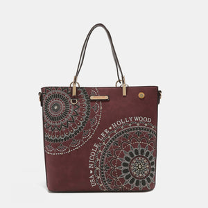 Metallic Mandala Embroidered Rhinestone Tote Bag