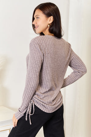 Do It Like This Drawstring Ribbed Top