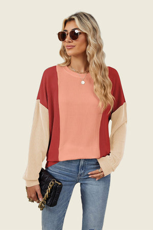 On The Contrast Long Sleeve Top