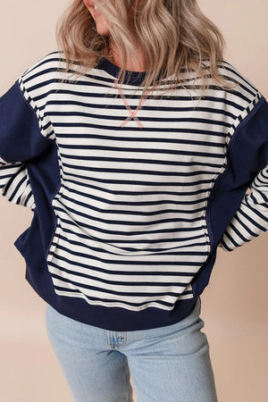 Next Up Navy Striped Sweatshirt