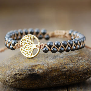 Tree of Life Natural Stone Braided Bracelet