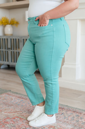 Bridgette High Rise Garment Dyed Slim Jeans in Aquamarine by Judy Blue