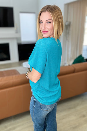 Trial and Error Textured V-Neck Top Teal