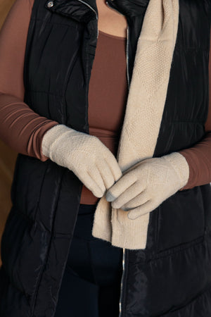 Frost Beanie, Glove, and Scarf Set in Beige