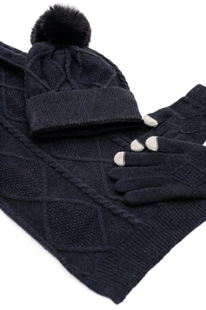 Beanie, Glove, and Scarf Set In Black